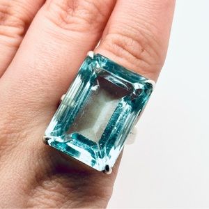 Imitation Aquamarine Cocktail Ring